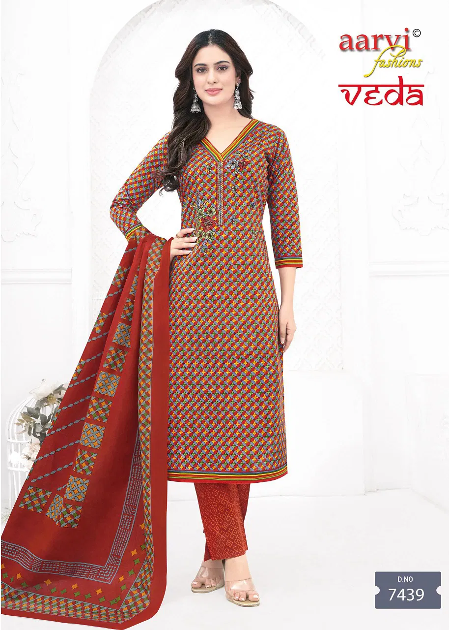 Veda Vol 1 By Aarvi Cotton Printed Kurti With Bottom Dupatta Online Wholesale